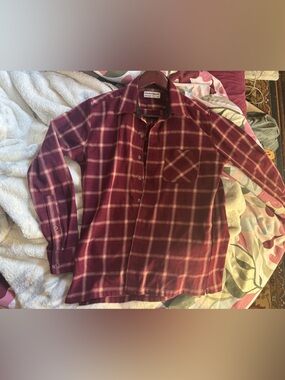 American Apparel red and black flannel button up shirt